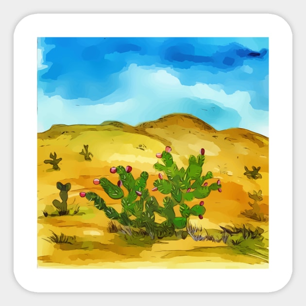 Prickly Pear cactus Sticker by WelshDesigns